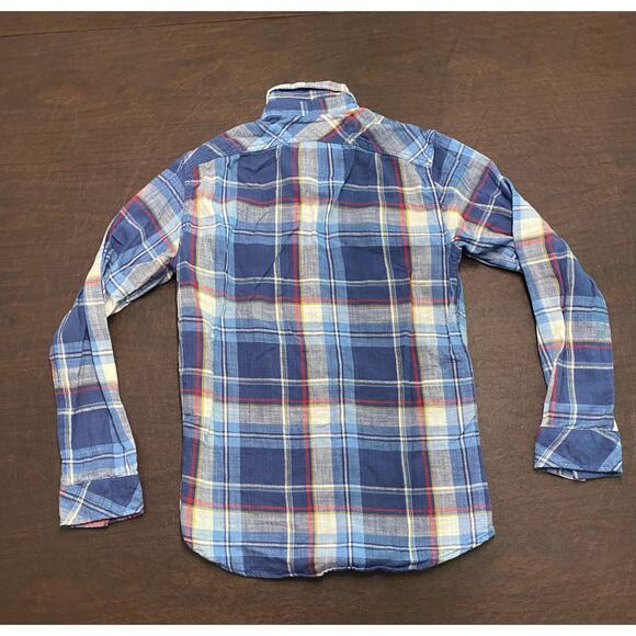 Broken Threads Blue Plaid Pearl Snap Western Shirt Small Coastal Cowgirl Flannel - Picture 2 of 6